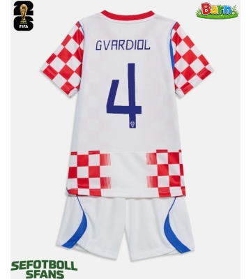 Kroatien Josko Gvardiol #4 Hemmaställ Barn VM 2026 Kortärmad (+ Korta byxor)